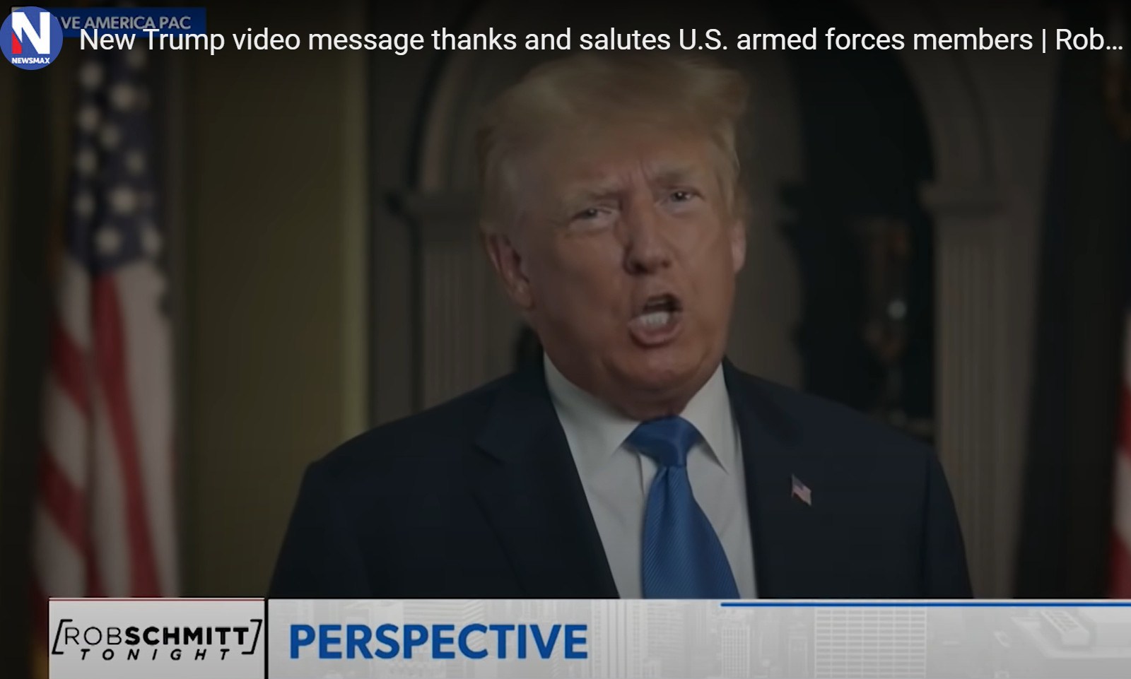 President Trump video message thanks and salutes military