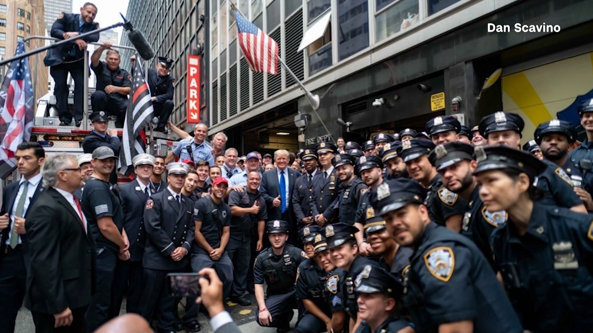 Trump visits NYPD precinct to support first responders on 9/11