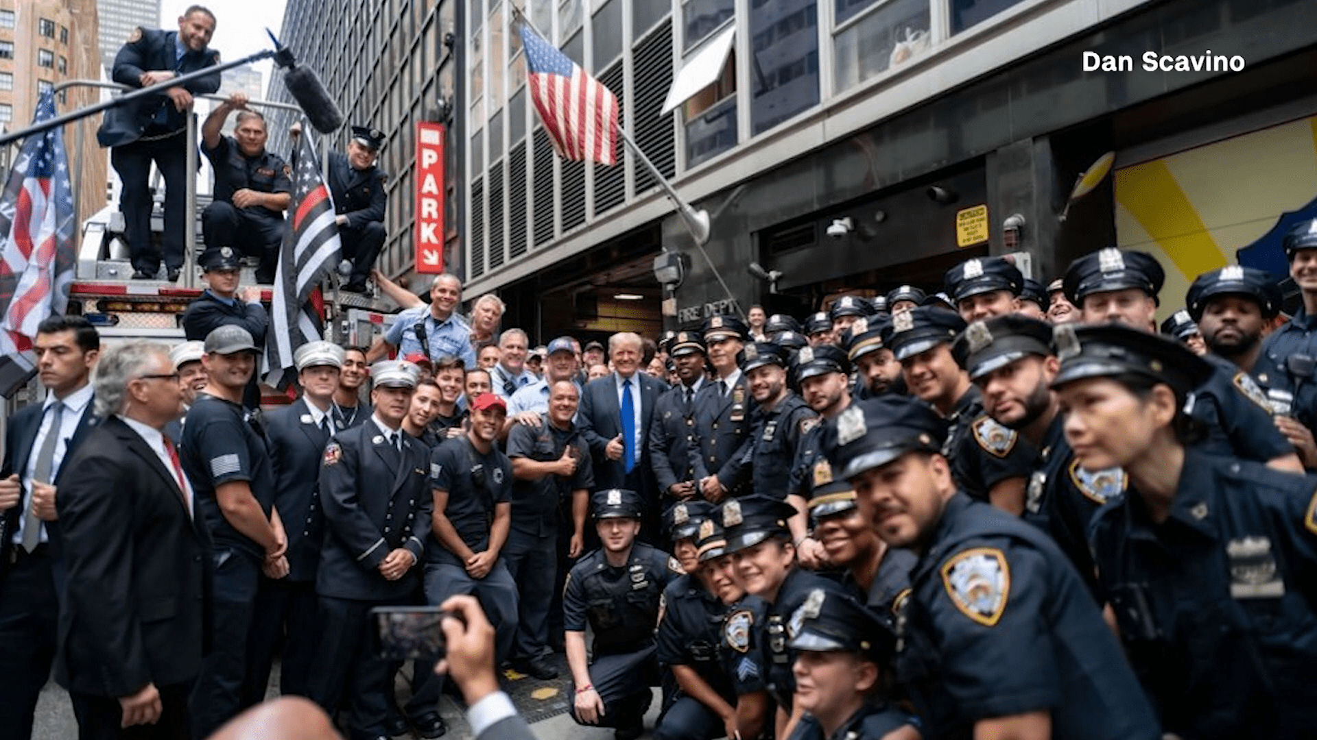 Trump visits NYPD precinct to support first responders on 9/11